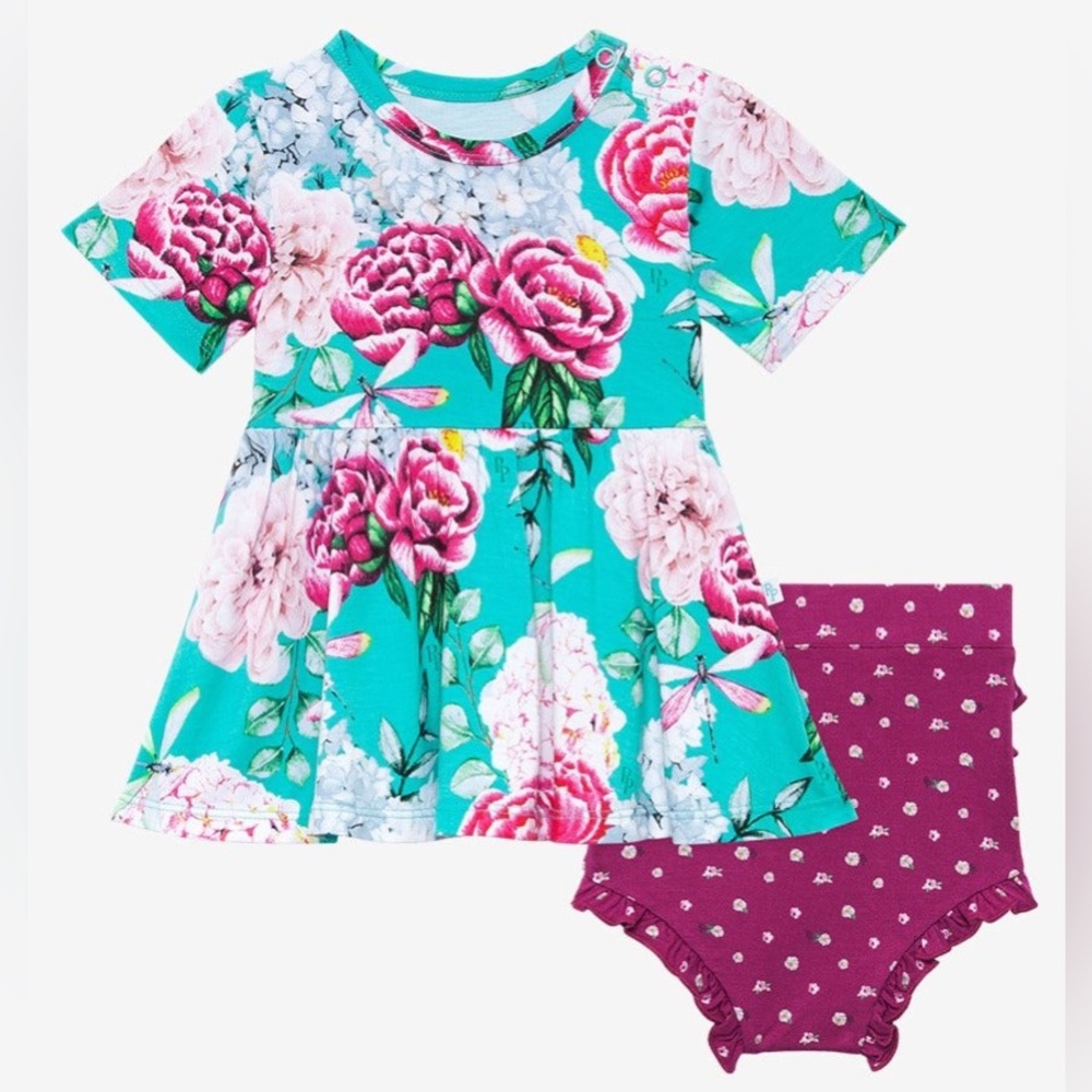 Posh Peanut Eloise S/S Basic Peplum Top & Bloomer Set
